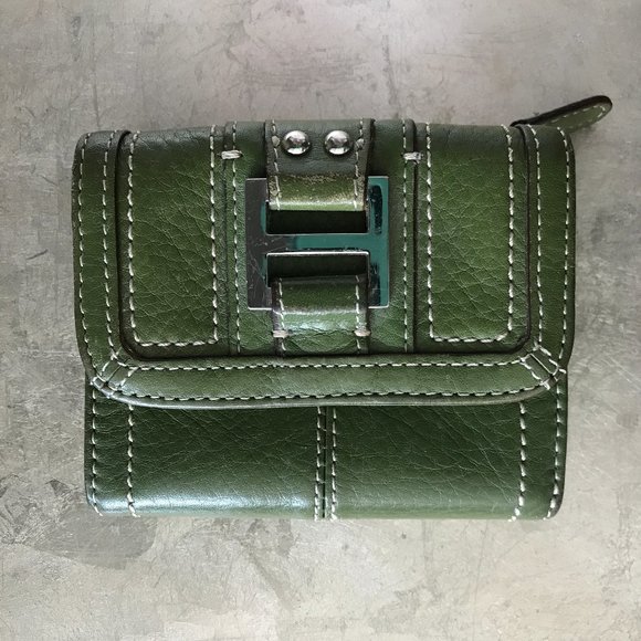 Fossil Handbags - Fossil Green Leather Tri-fold Wallet